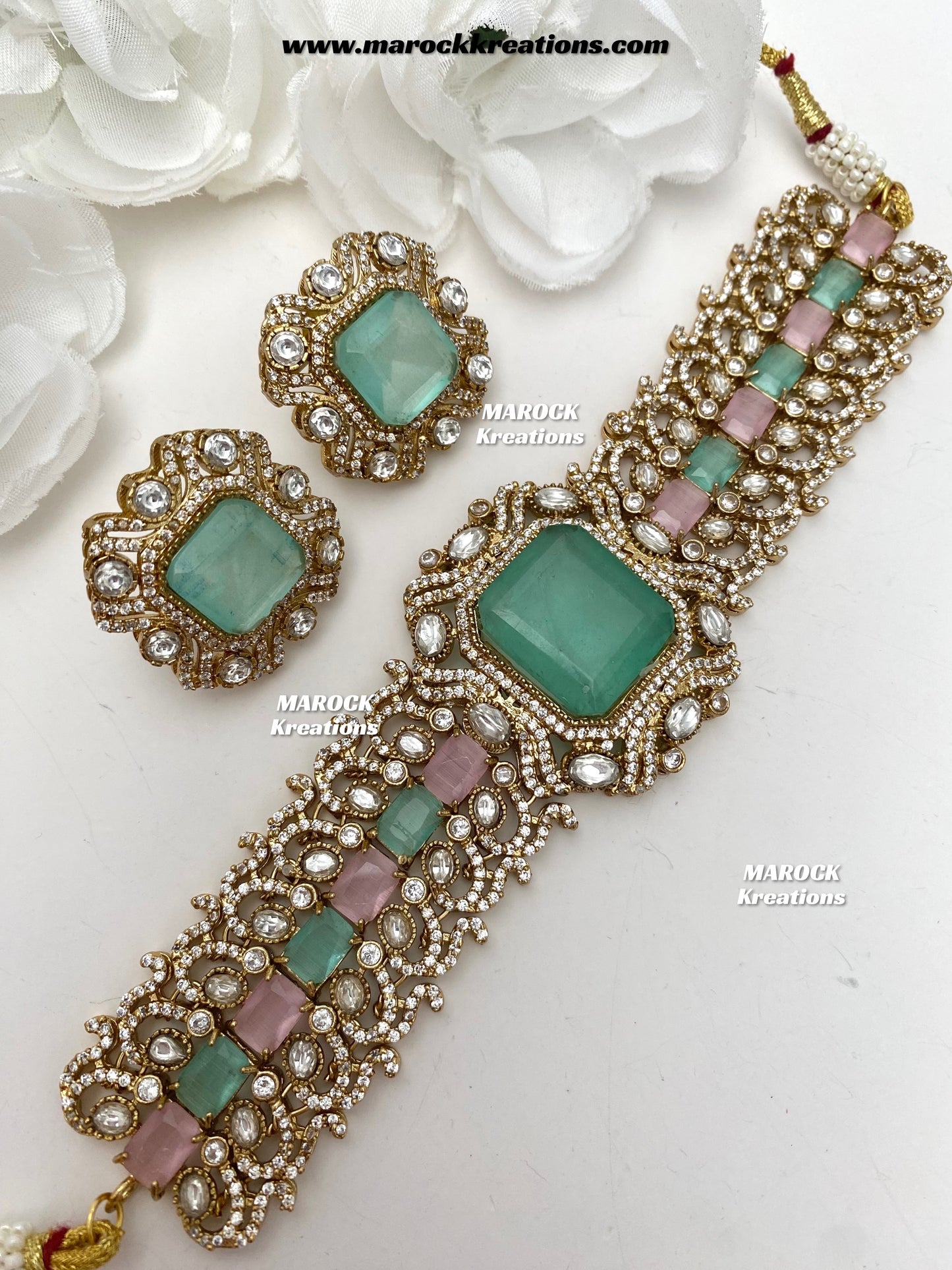 Paloma Sabyasachi inspired Premium Quality Moissanite Kundan and American Diamond choker set