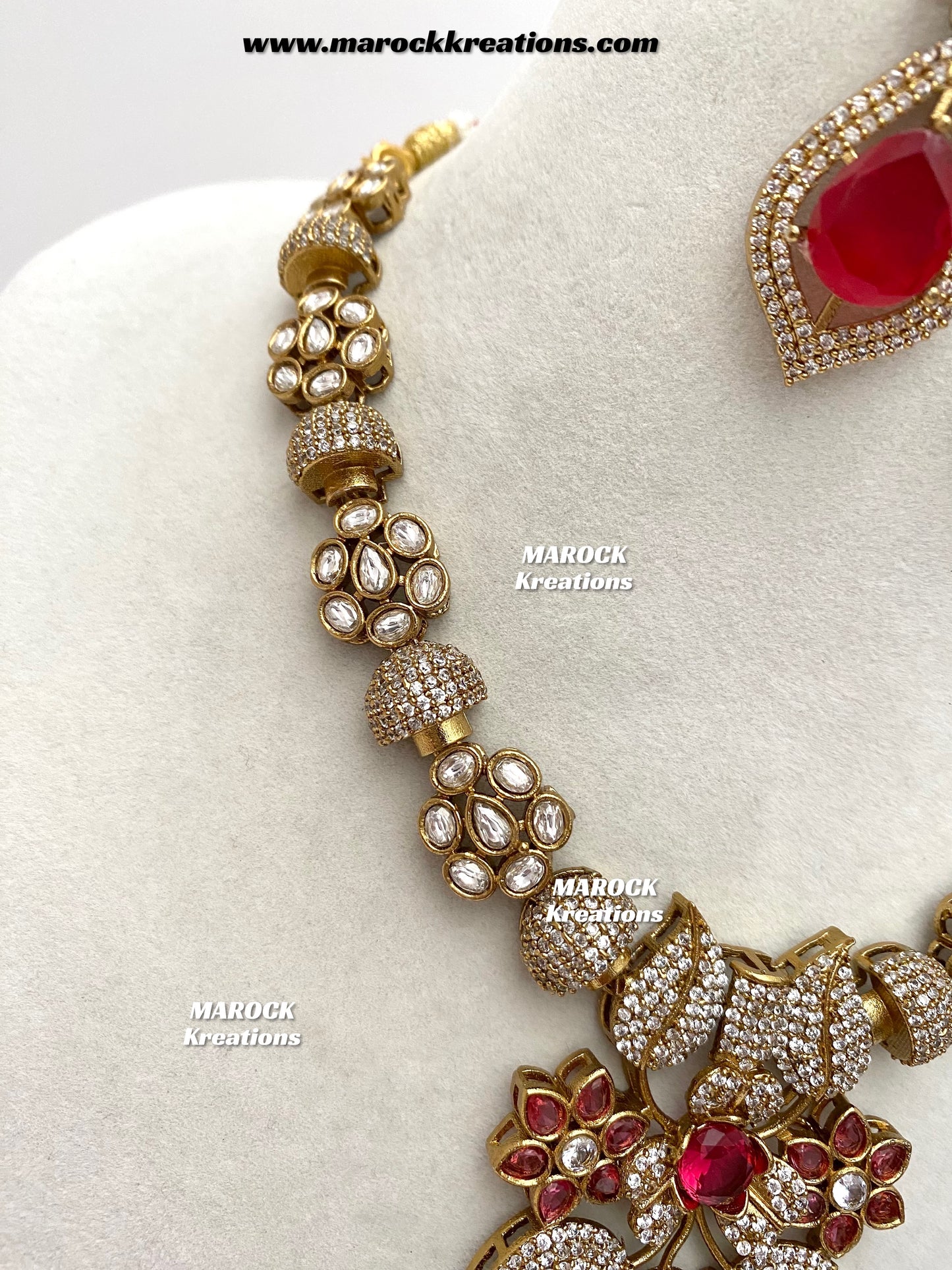 Milly Premium Quality Moissanite Kundan and American diamond Statement necklace set