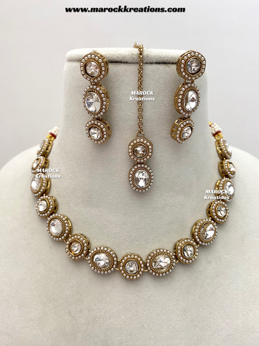 Aditi Premium Quality Kundan Single line necklace set