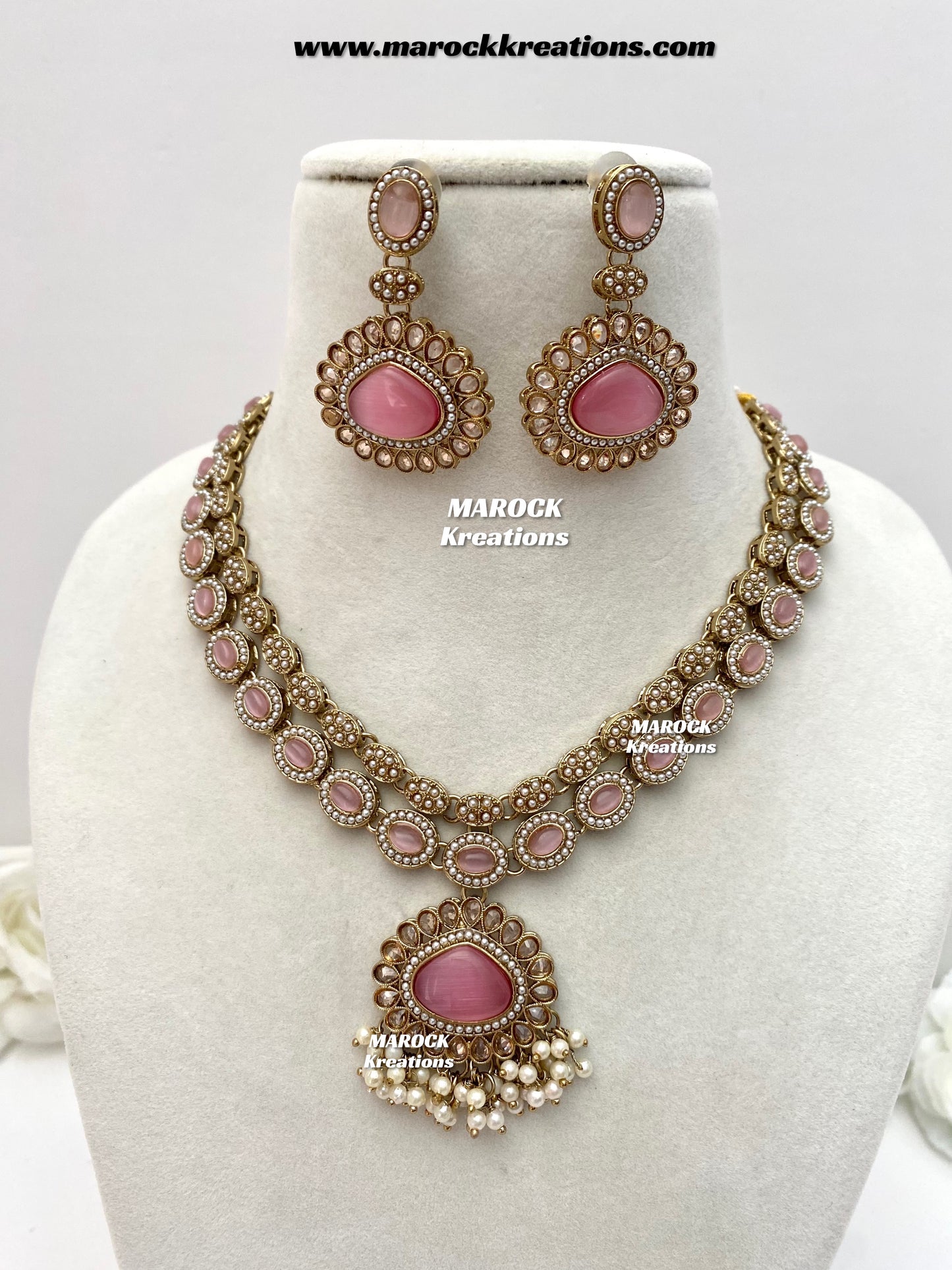 Nadira Kundan Polki double layer Necklace set