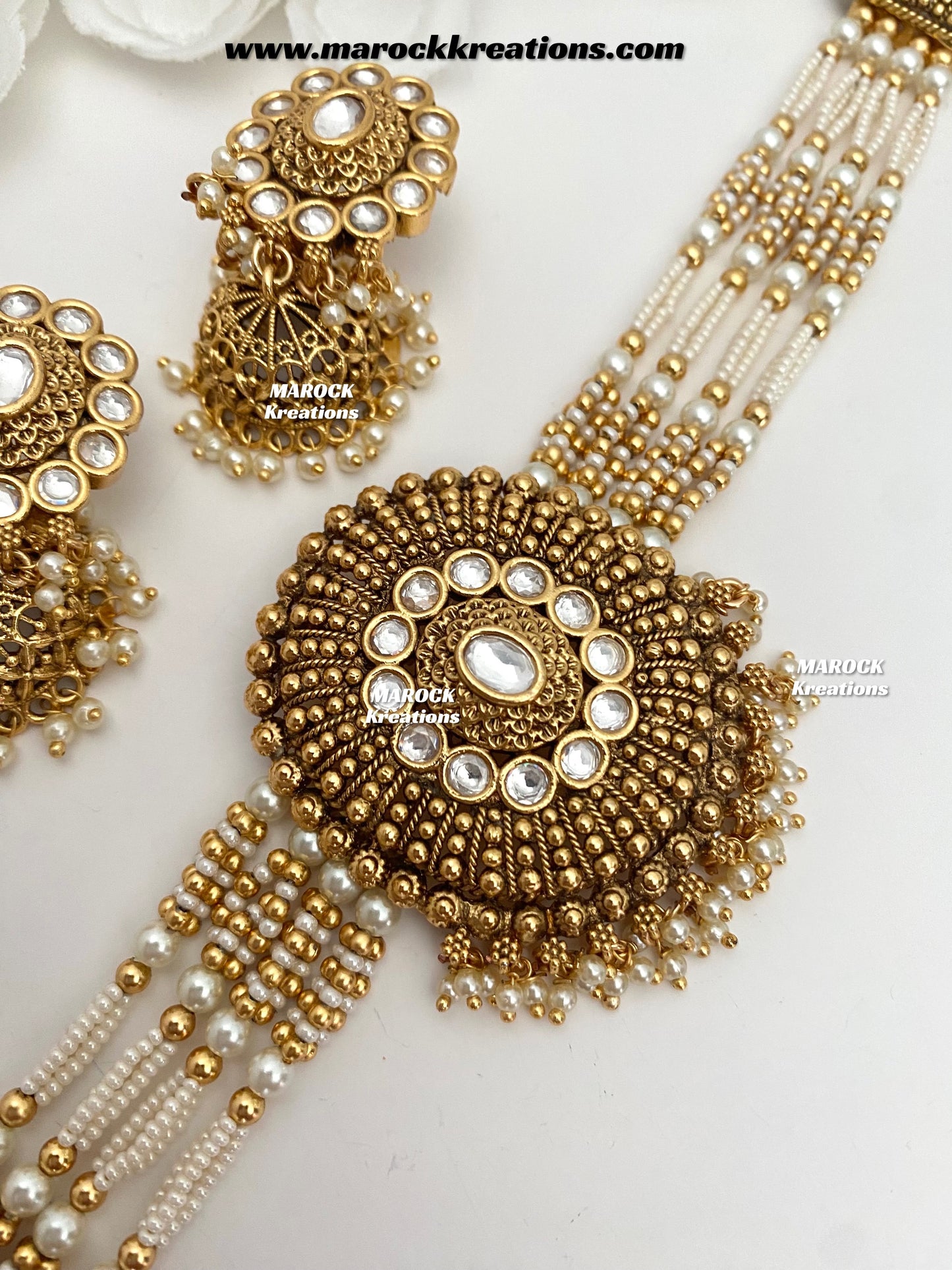 Kaysha Premium Quality Gold plated tyani inspired uncut kundan choker set