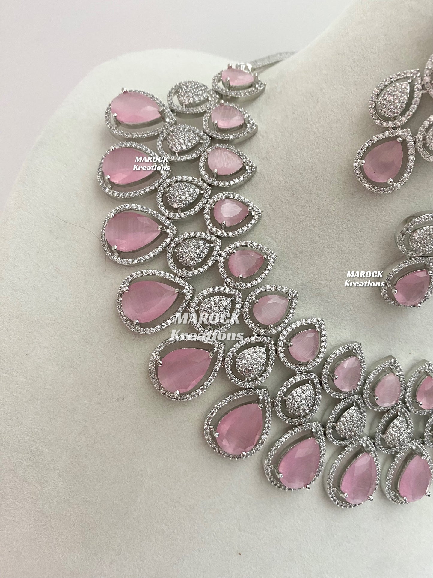Laura Silver American Diamond Necklace set