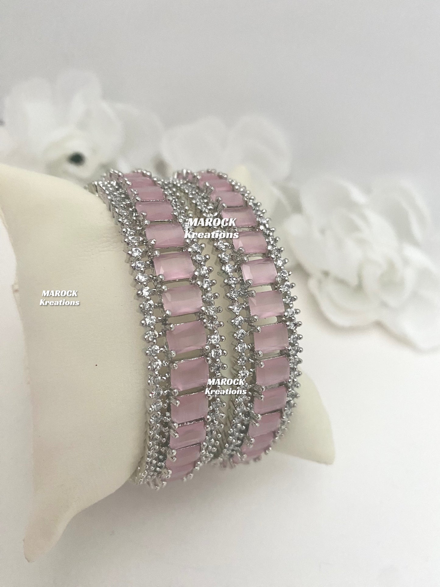 Silver American Diamond Bangles/Kade