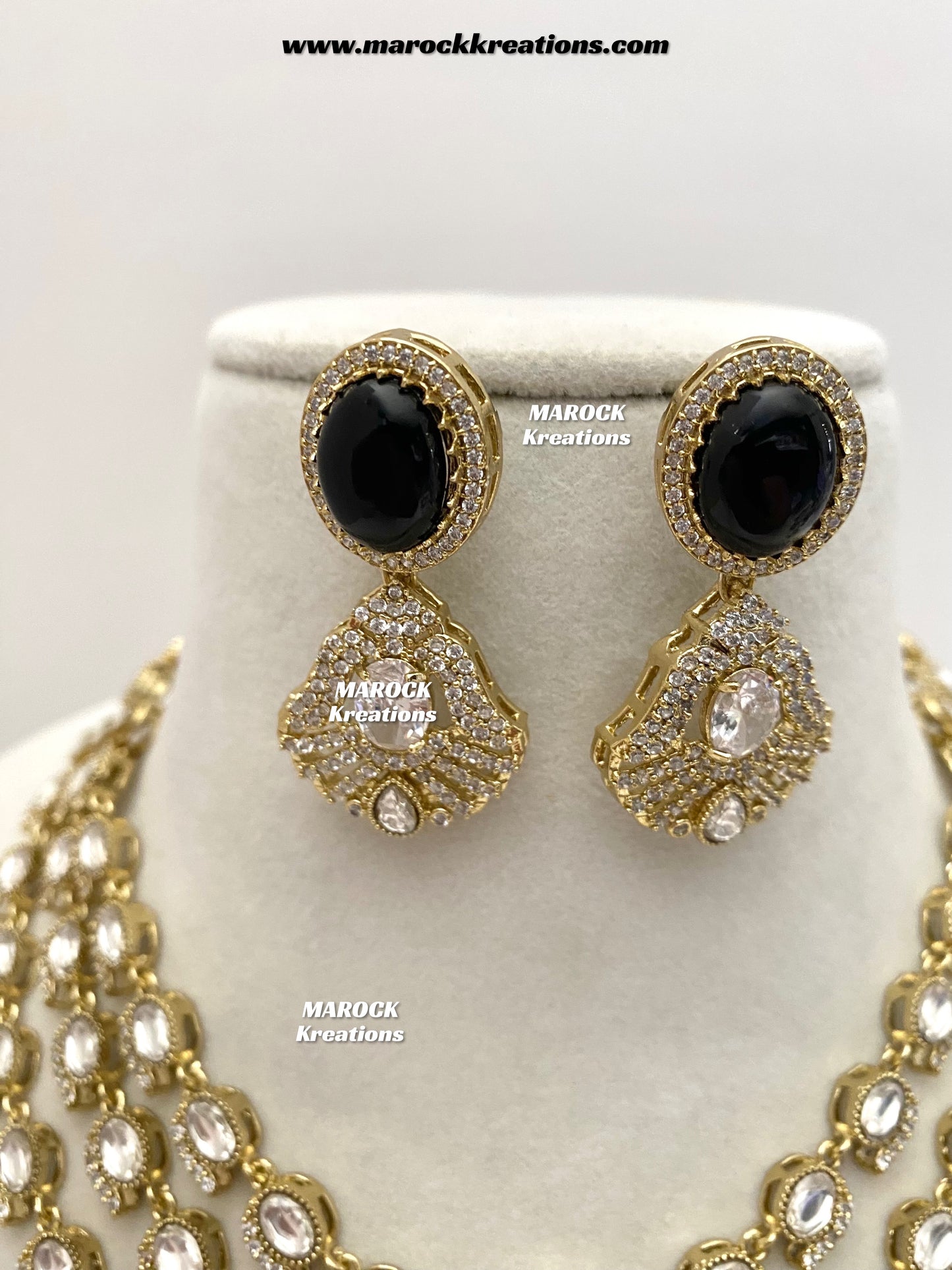 Salina Premium Quality Moissanite Kundan triple layer Necklace set