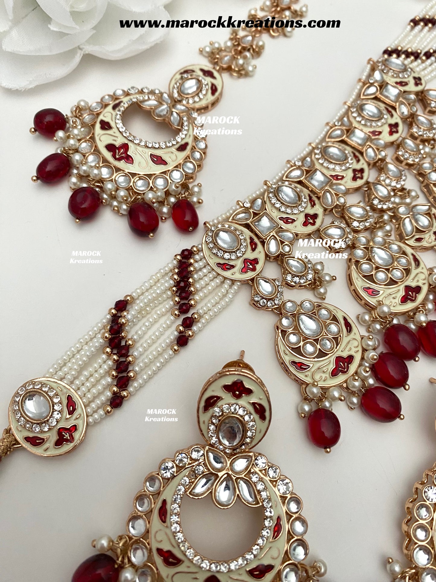Nirvi Premium Quality Rose Gold Kundan Meenakari Choker/Necklace set