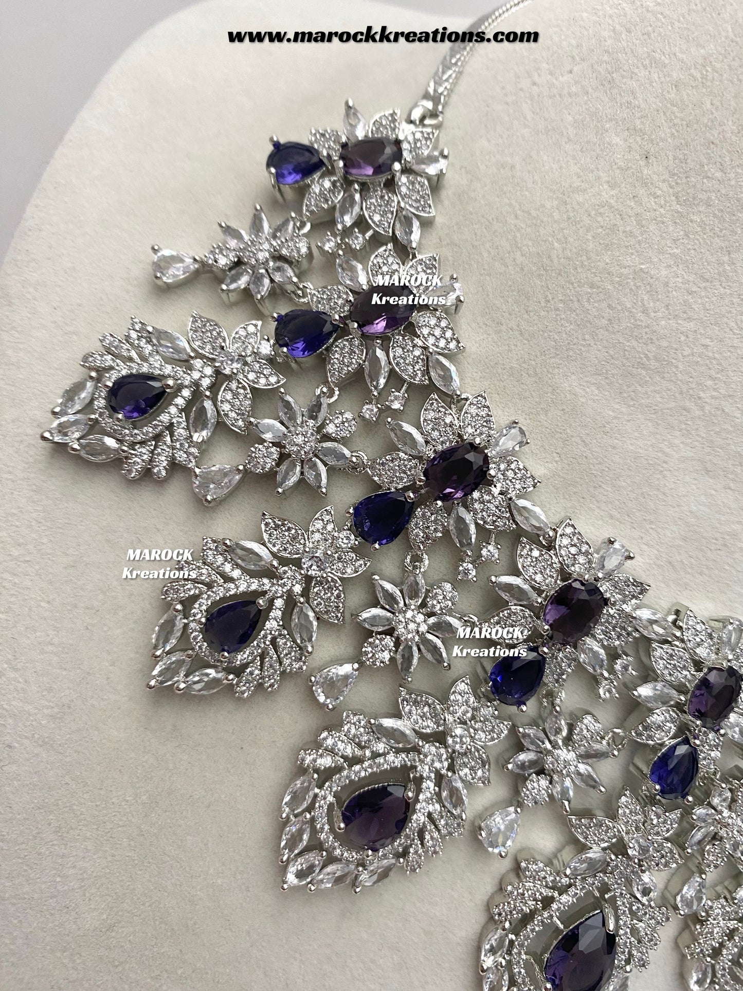 Austin Silver American Diamond Necklace set