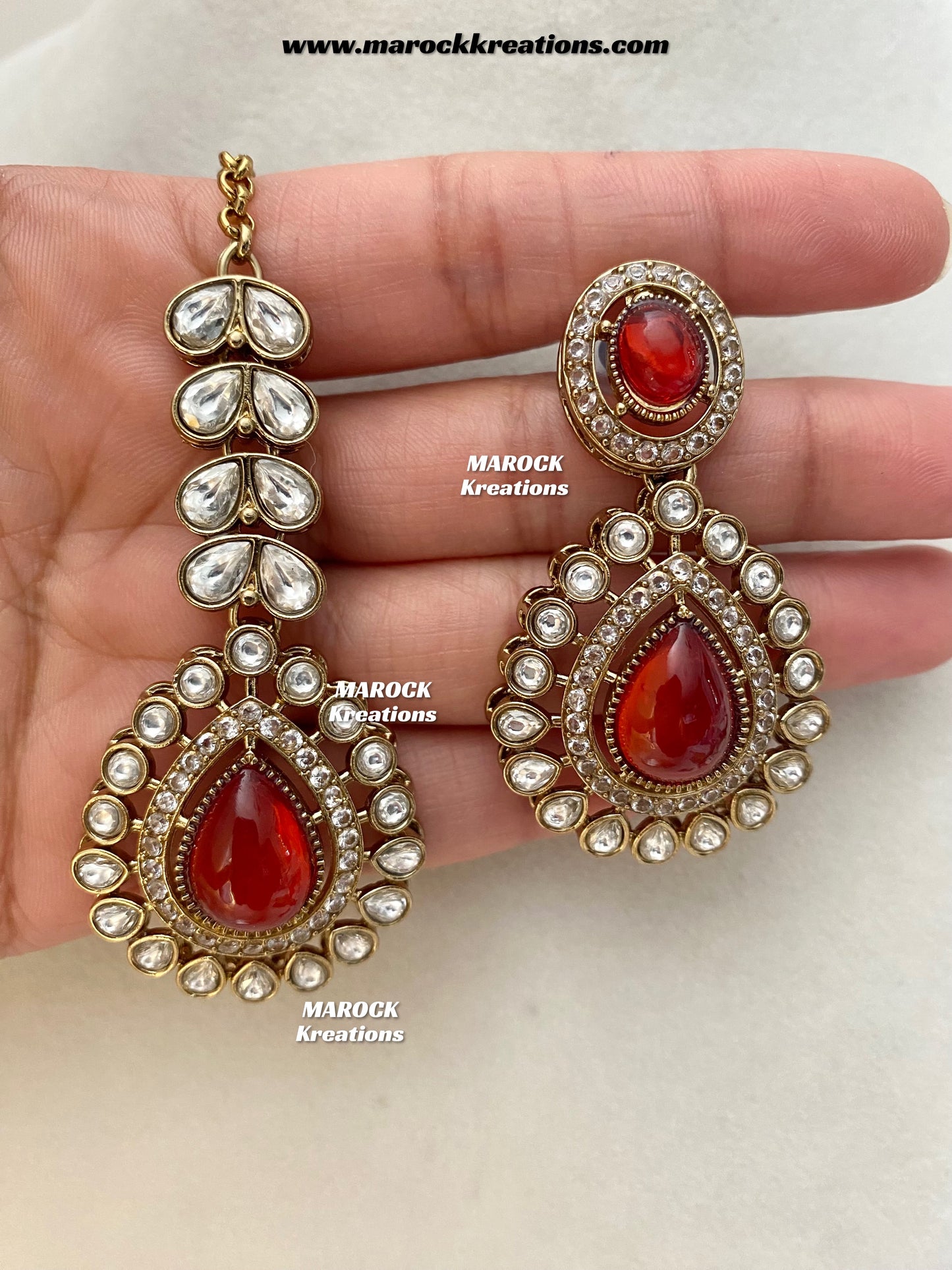 Zafina Premium Quality Moissanite Kundan Statement Choker/Necklace set