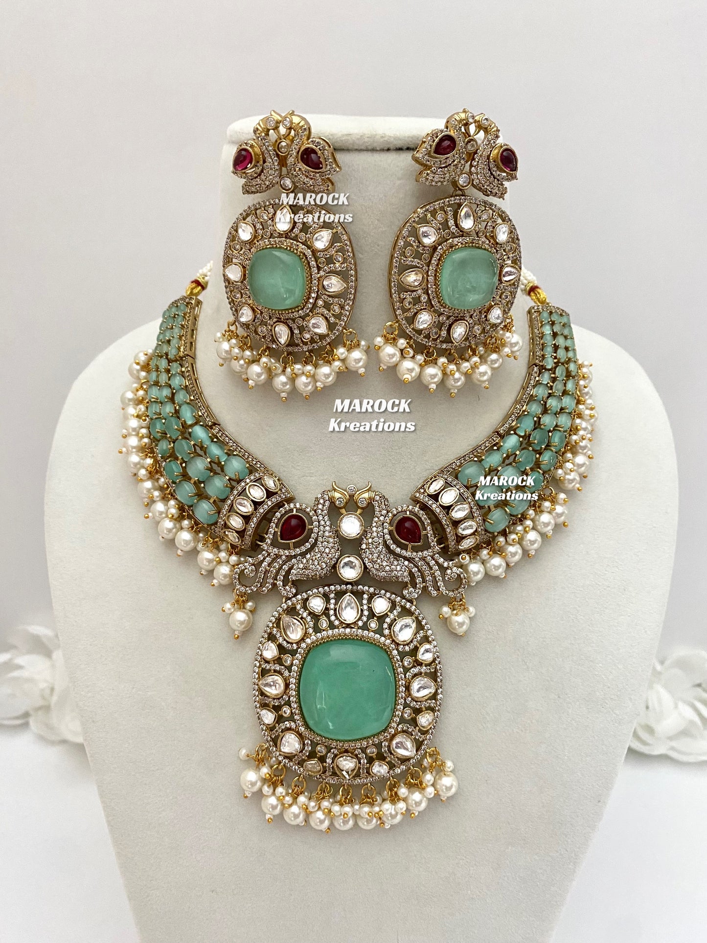 Ravina Tandon Bollywood style Sabyasachi inspired Premium Quality Moissanite Kundan Necklace set