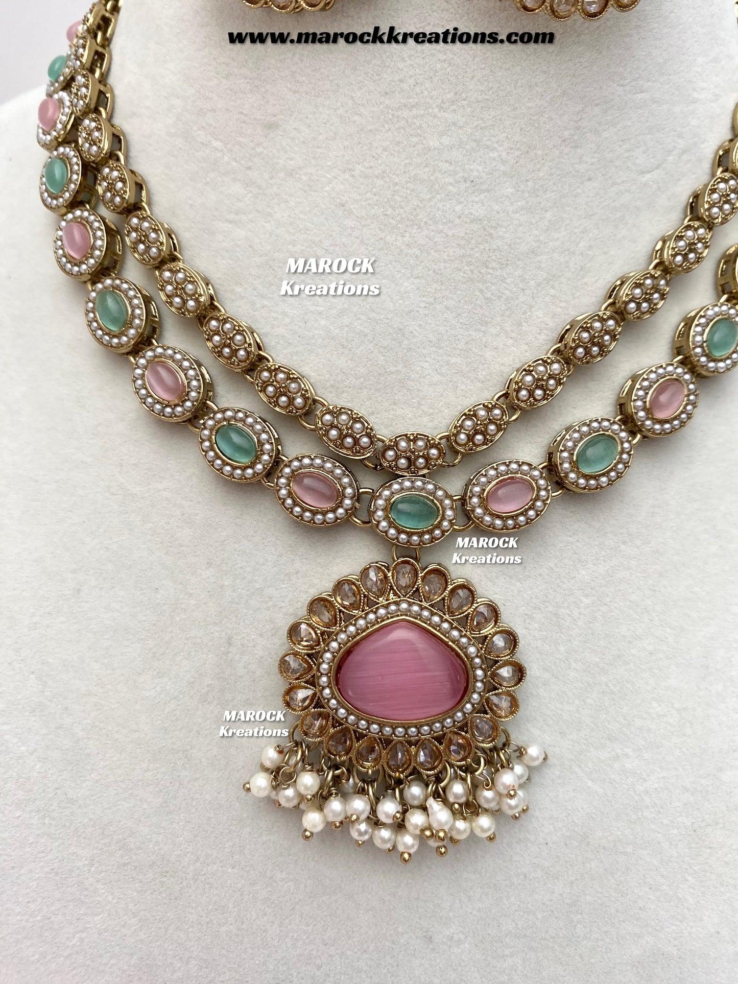Nadira Kundan Polki double layer Necklace set