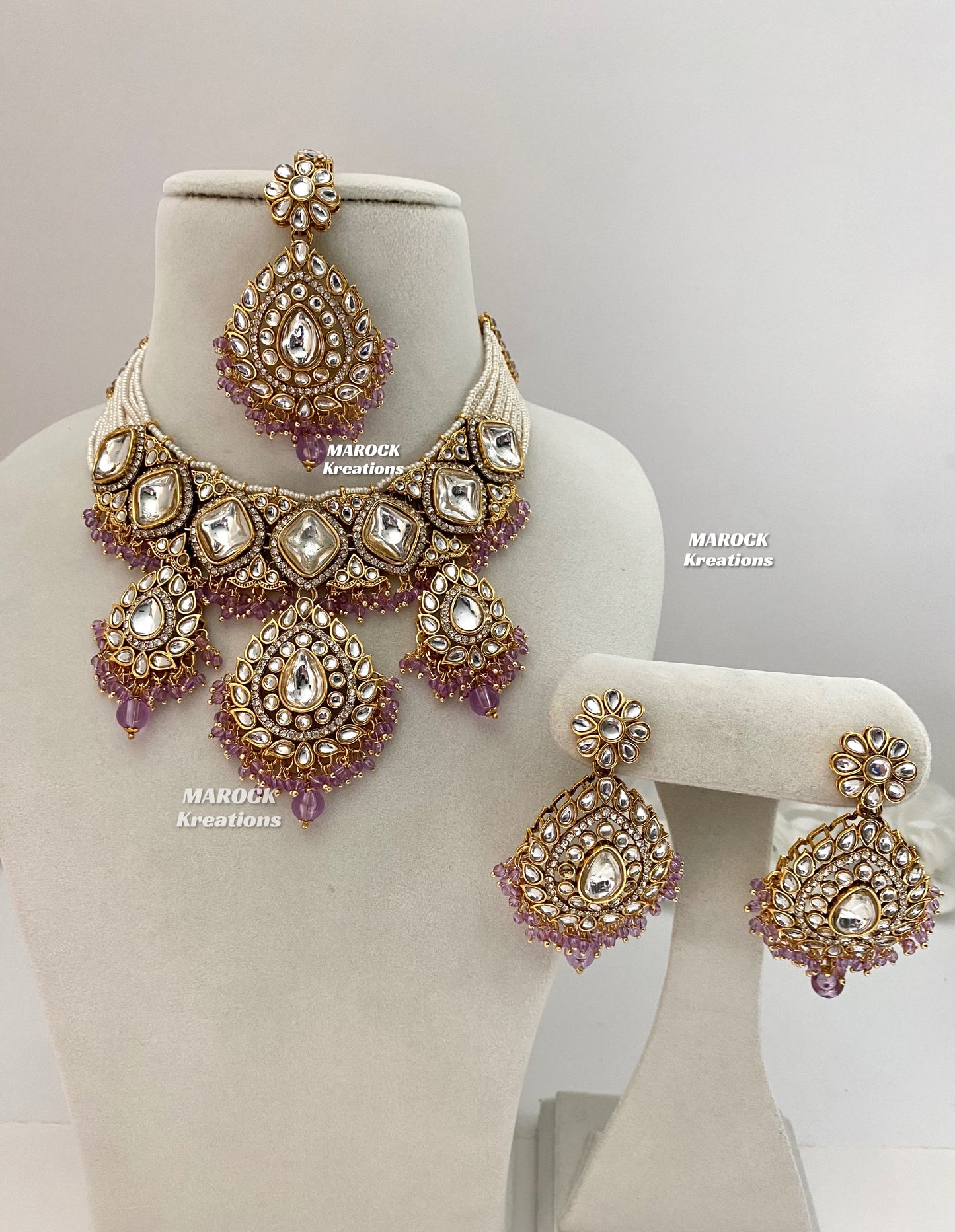 Rahila Premium quality Kundan Statement Choker/Necklace Set