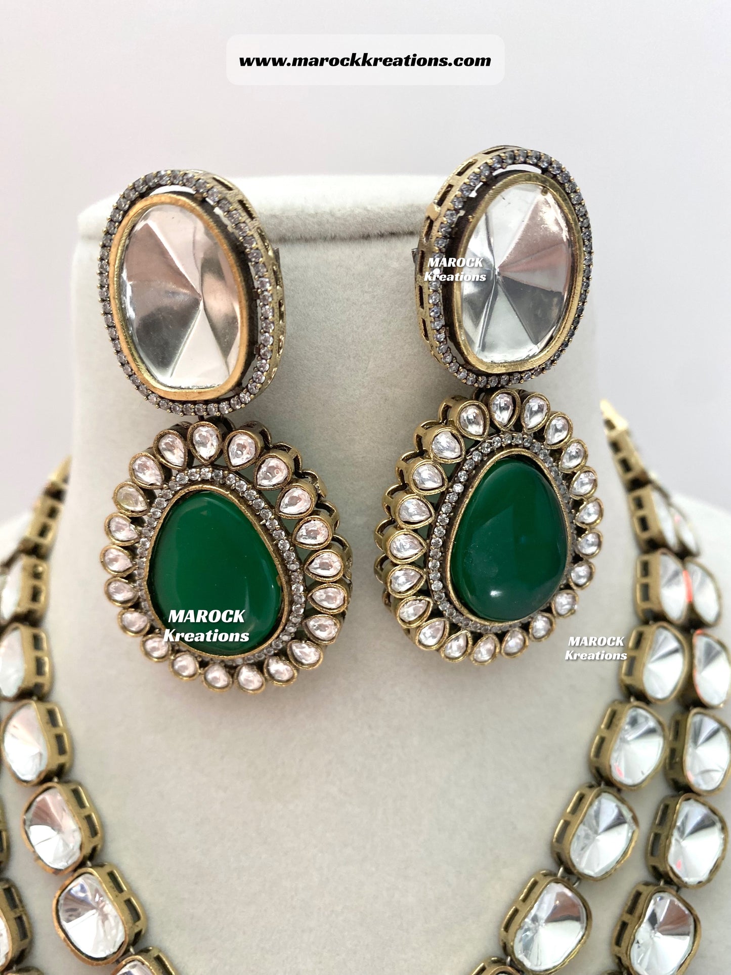 Premium Quality uncut Kundan Moissanite Necklace set