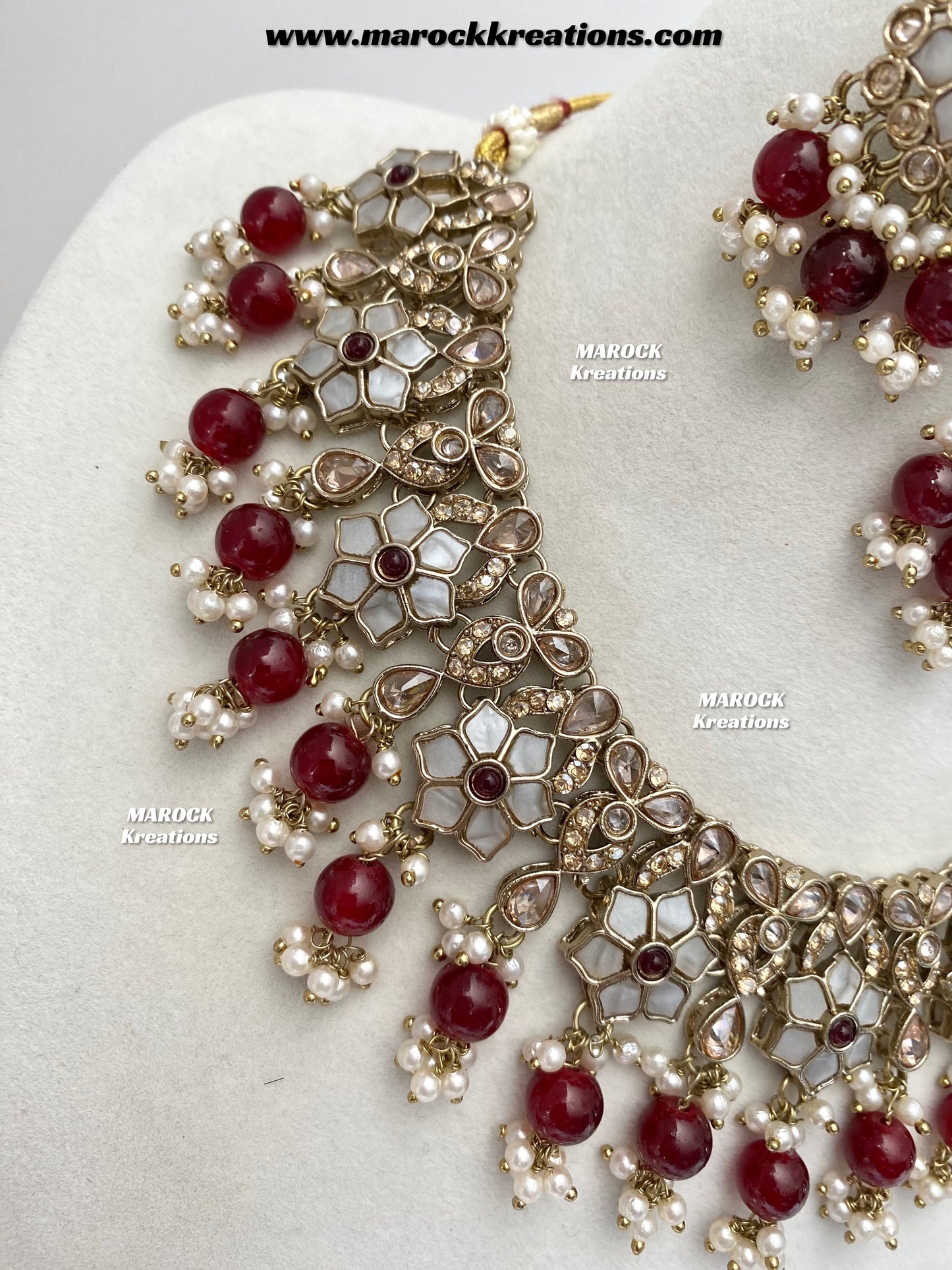 Arpan Antique Gold Polki MOP Statement Necklace set