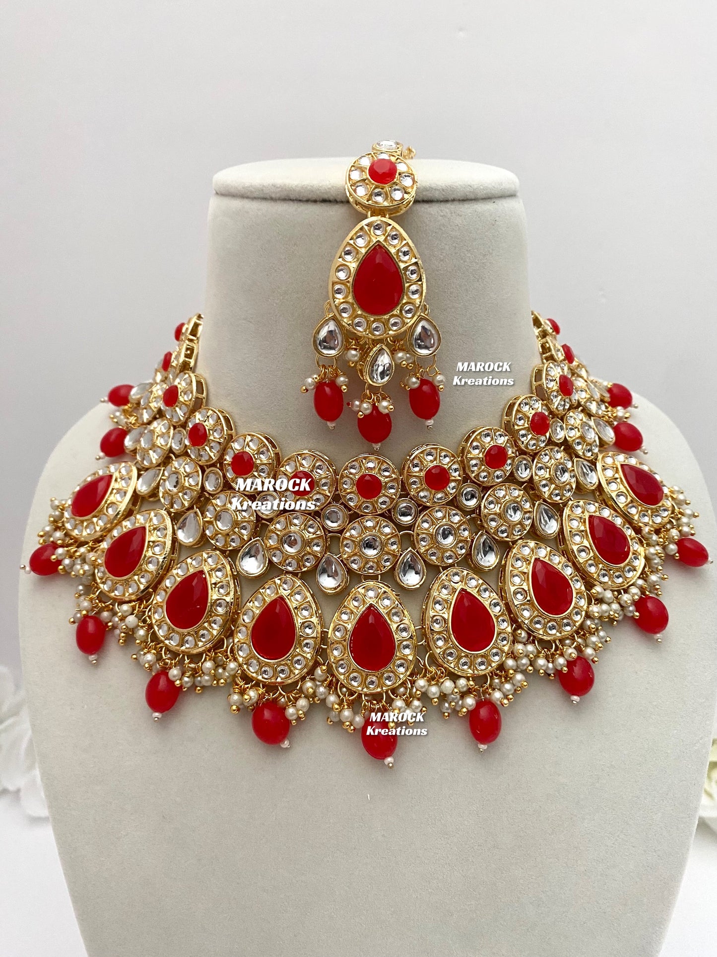Premium Quality Thappa Kundan Necklace set