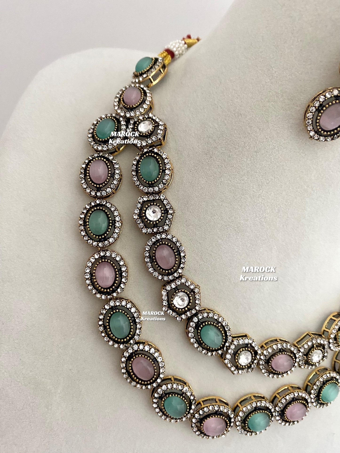 Sheenam Victorian Kundan Double layer Necklace set
