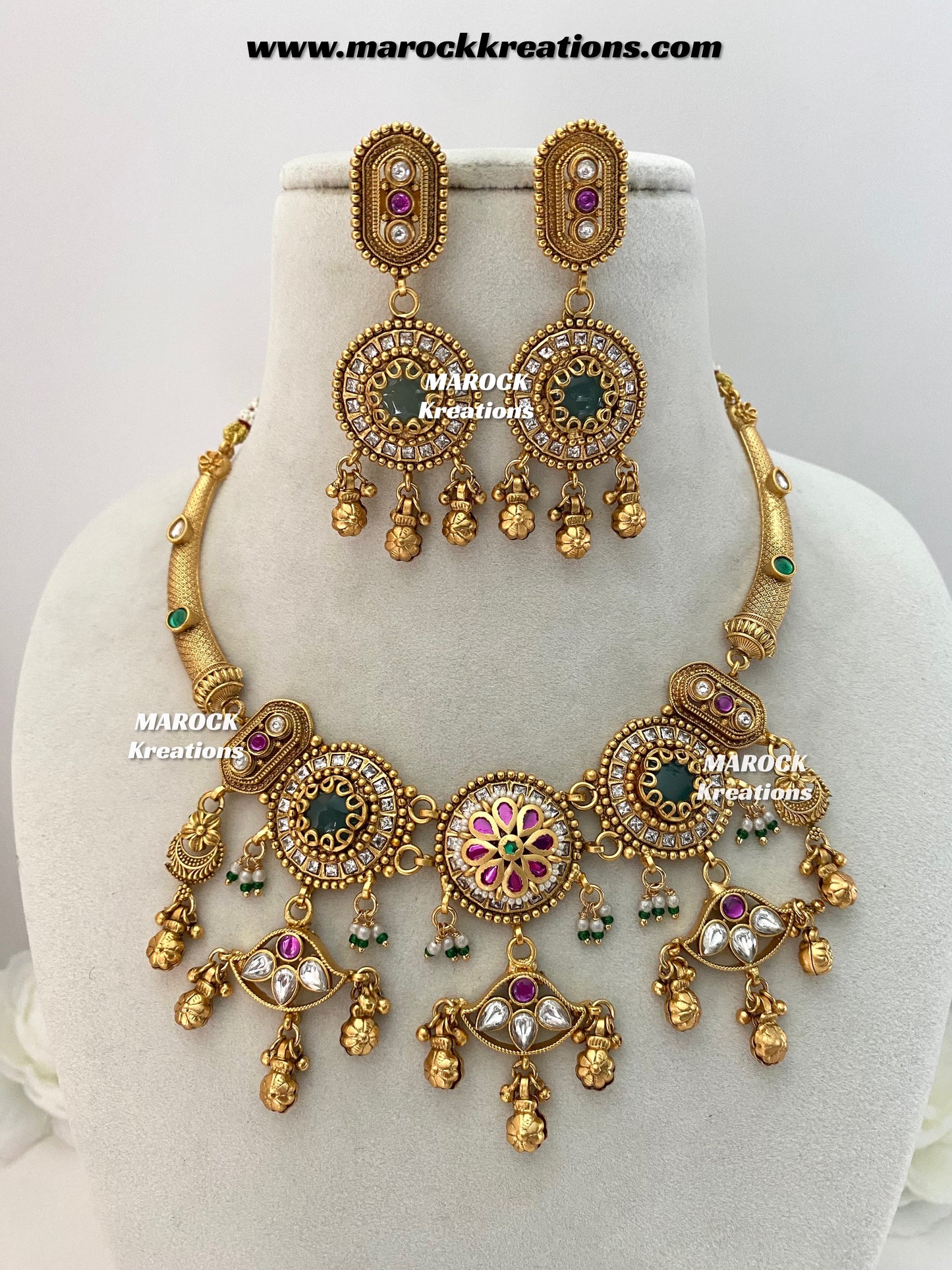 Rumela Premium Quality exclusive Gold Plated heritage necklace set