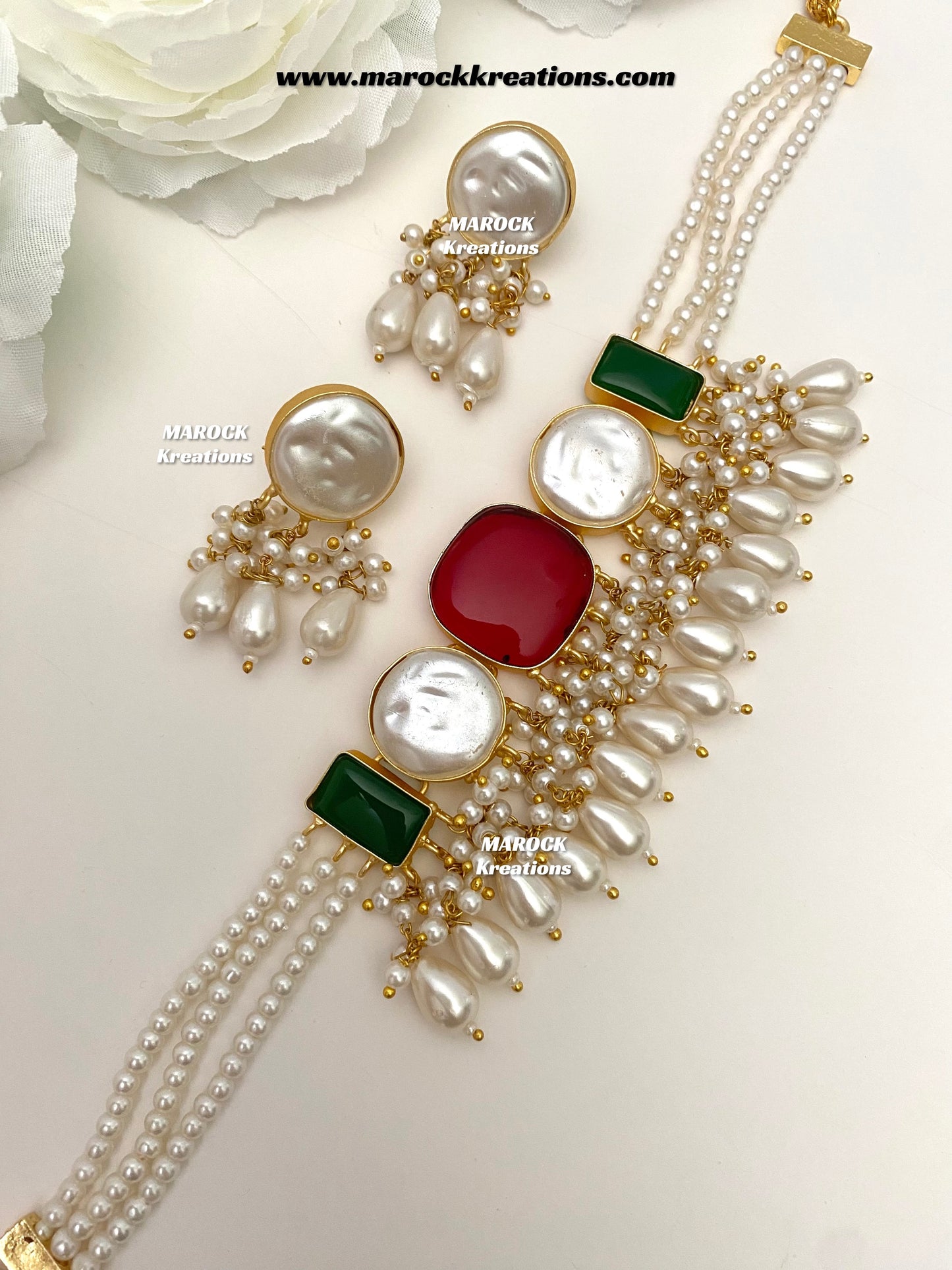 Adviti Mother of pearls Statement choker set