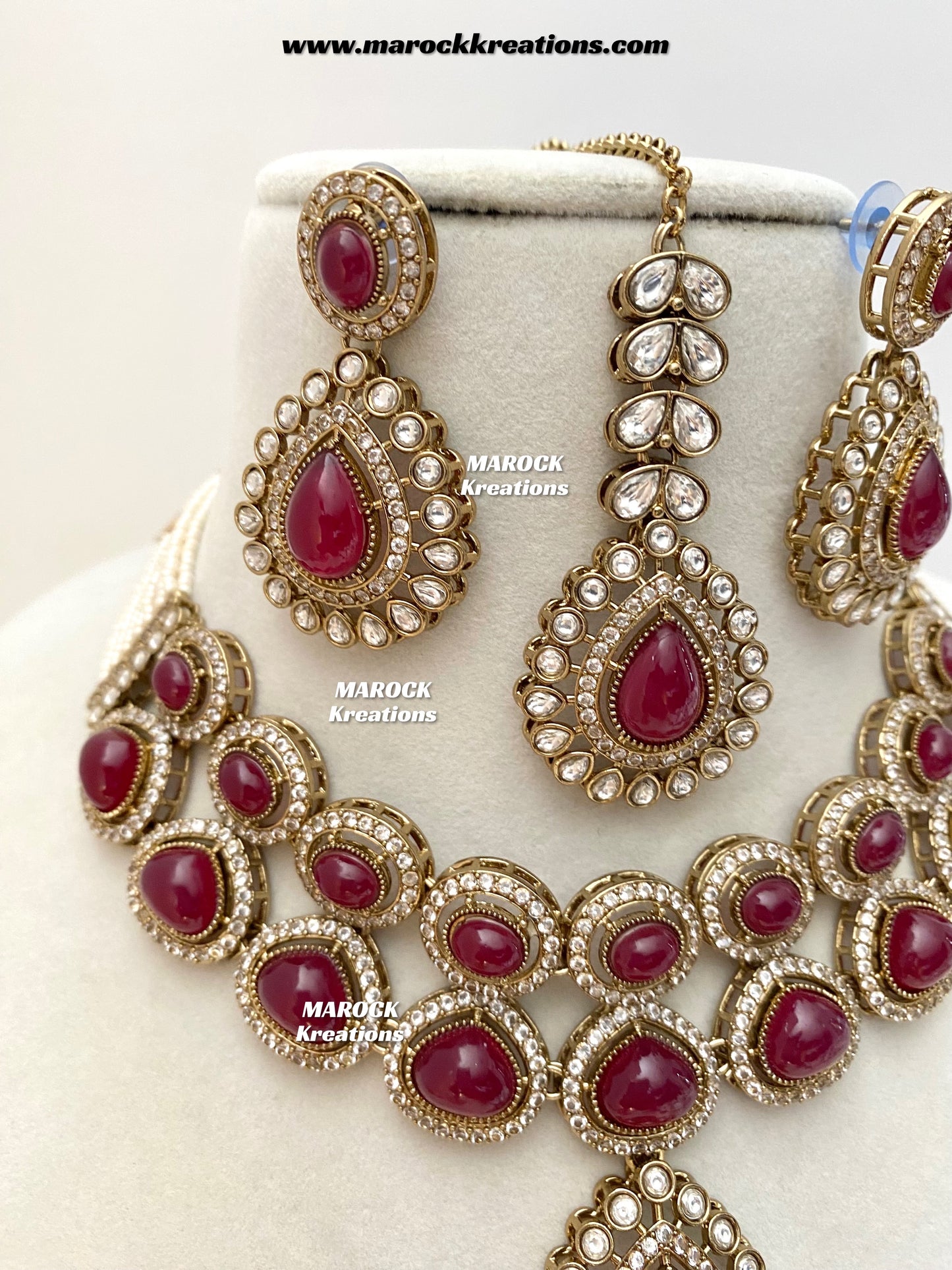 Zafina Premium Quality Moissanite Kundan Statement Choker/Necklace set