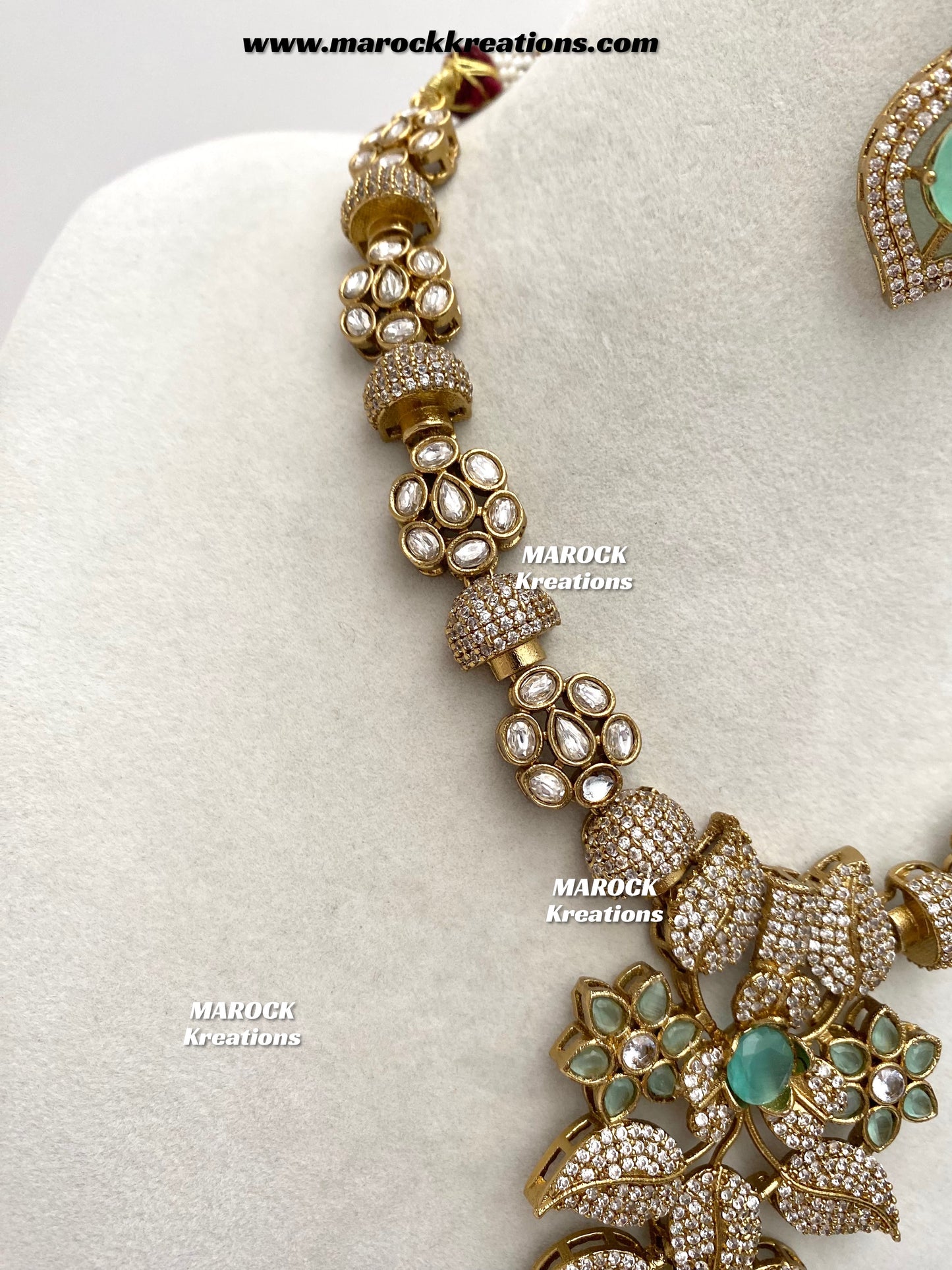 Milly Premium Quality Moissanite Kundan and American diamond Statement necklace set