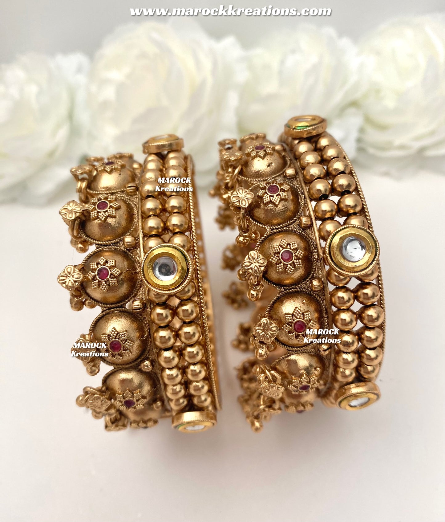 Nafisa Premium Quality Matt Finish Gold plated openable Rajwadi statement Bangles/Kangan