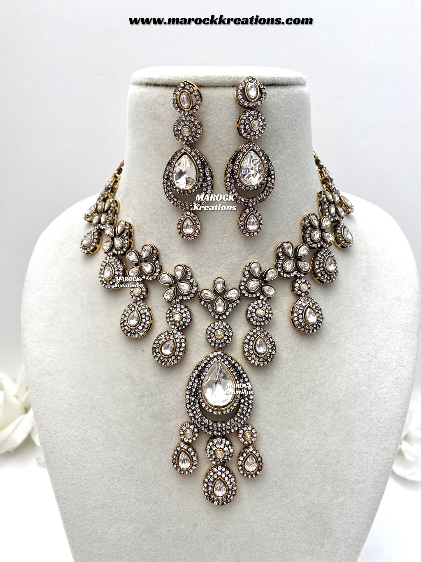 Sanjna Victorian Kundan Statement Necklace set