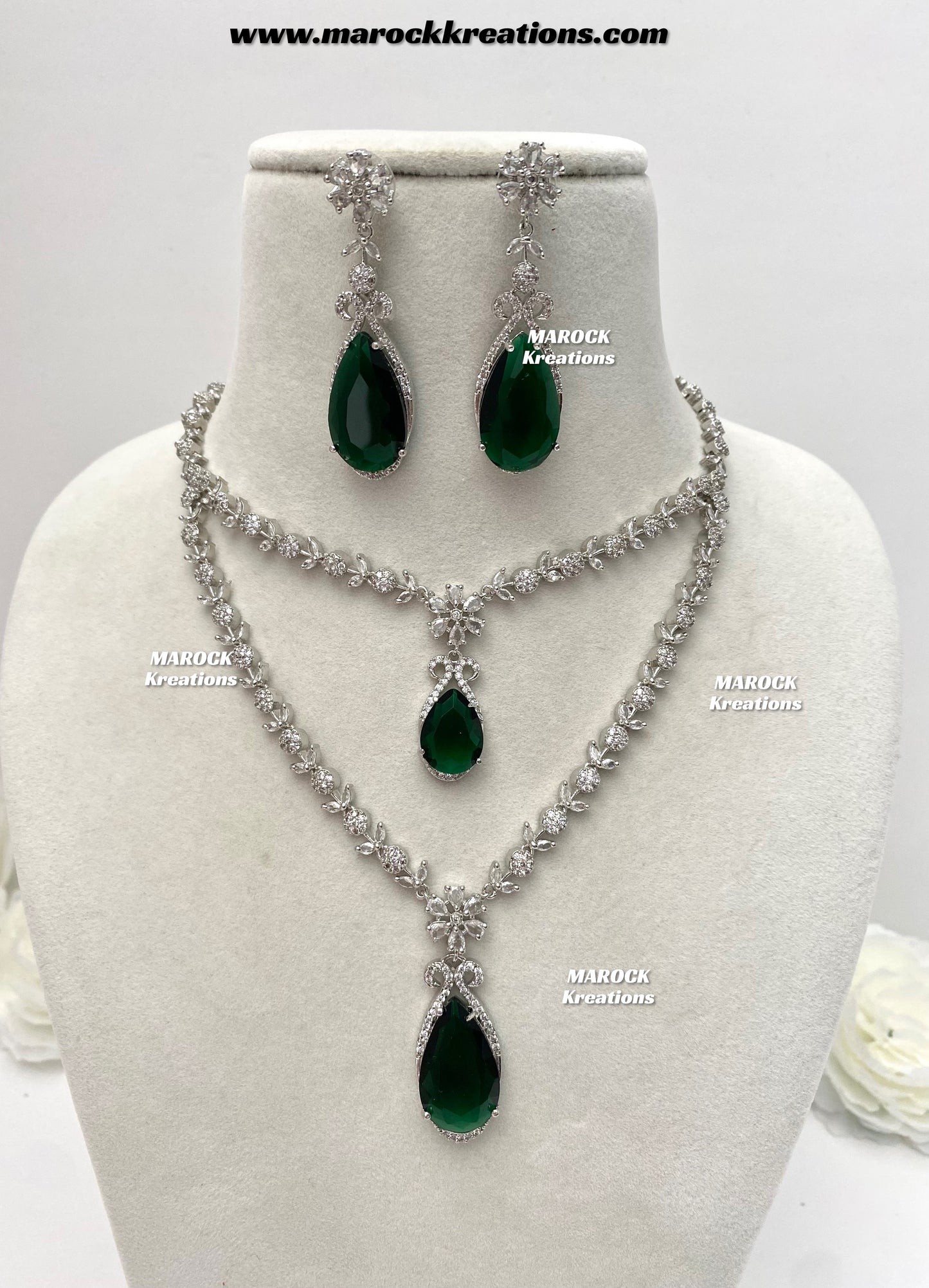 Lauren Silver American Diamond Necklace set