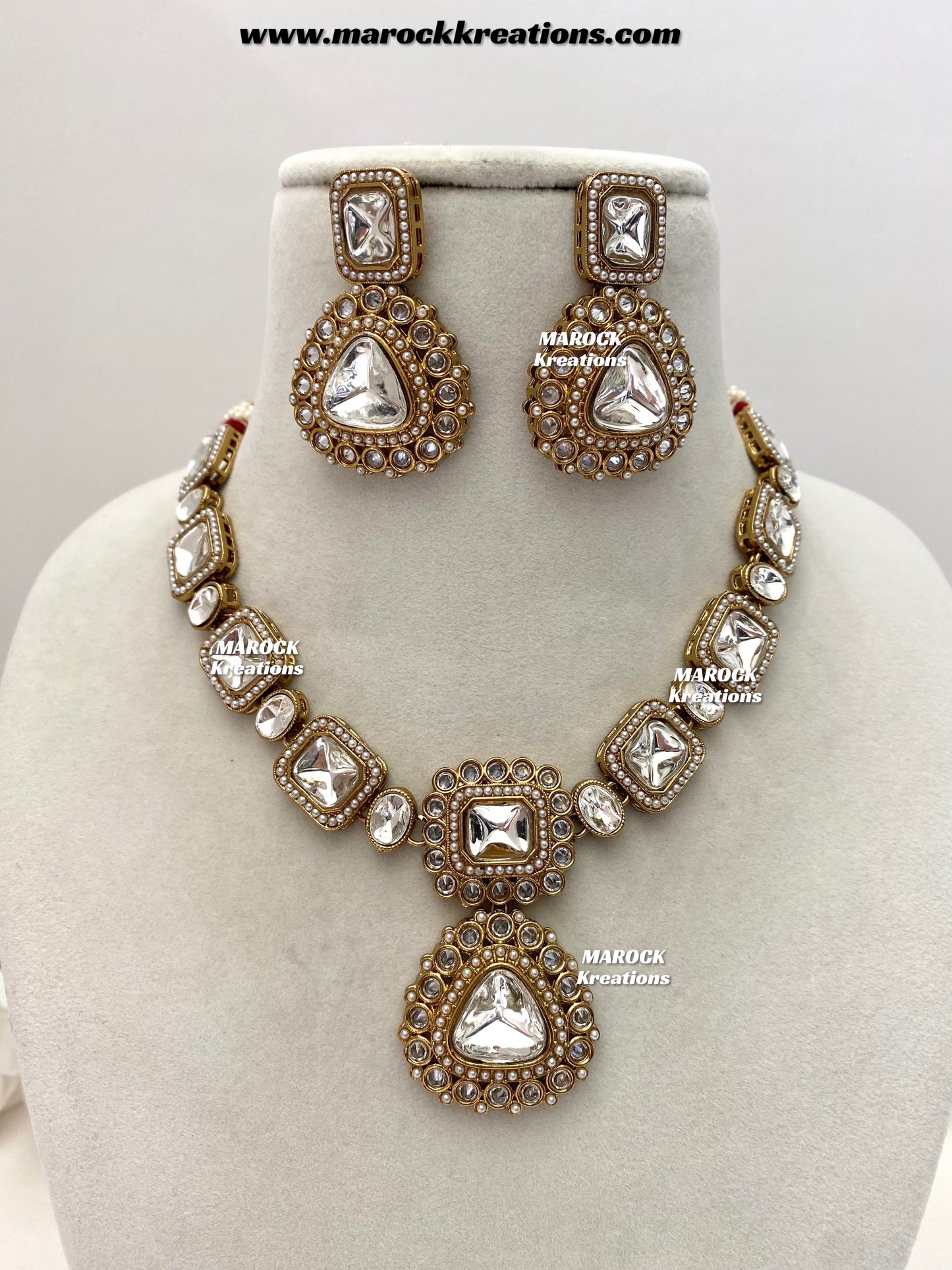Syeda Premium Quality Kundan statement necklace set