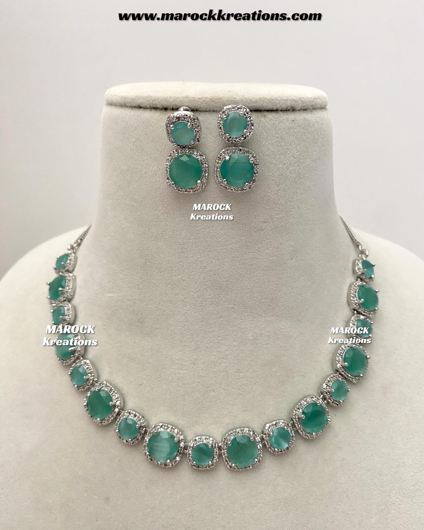 Shaila Silver American Diamond Necklace set