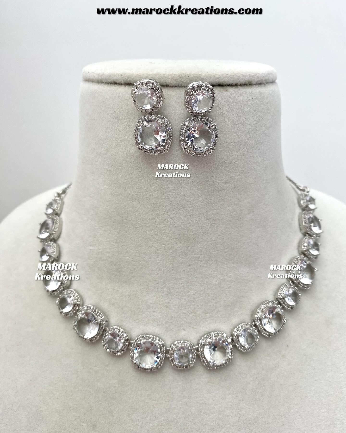 Shaila Silver American Diamond Necklace set