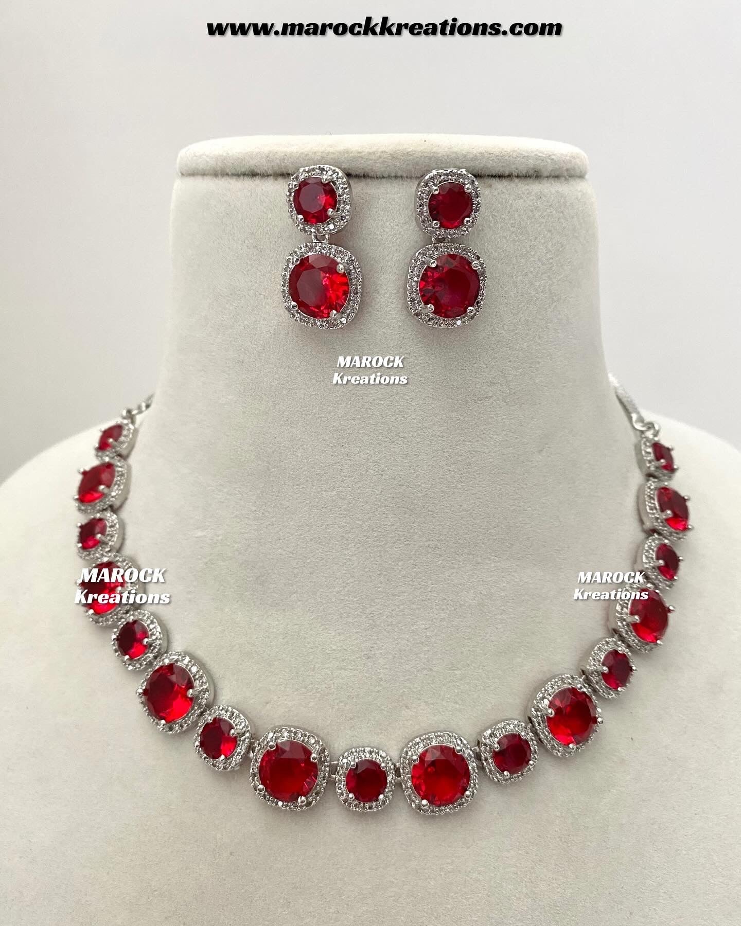 Shaila Silver American Diamond Necklace set