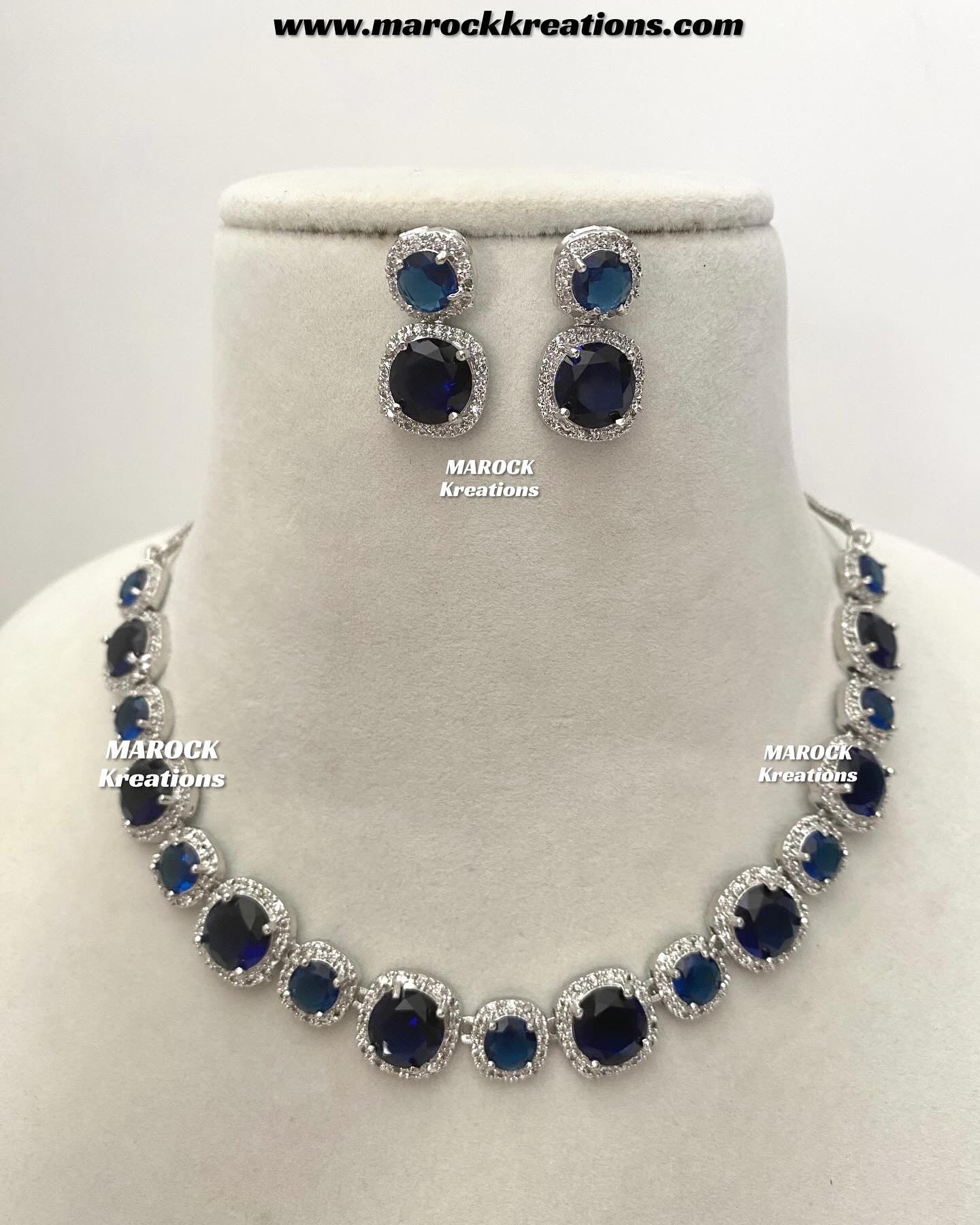 Shaila Silver American Diamond Necklace set