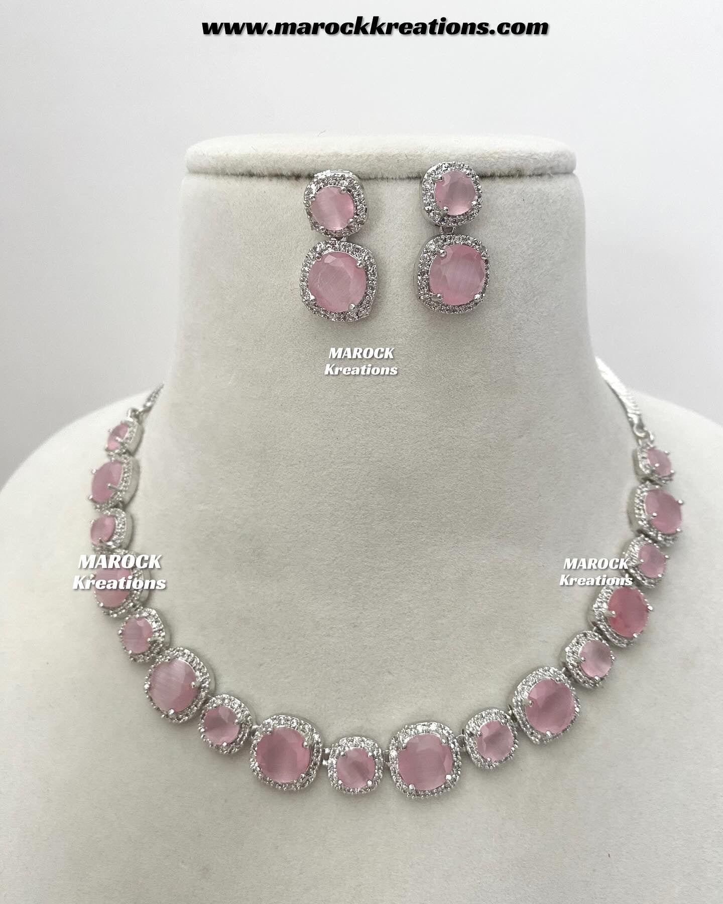 Shaila Silver American Diamond Necklace set