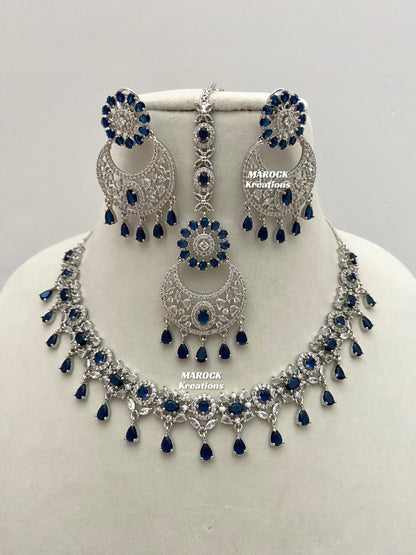 Silver American Diamond Necklace set