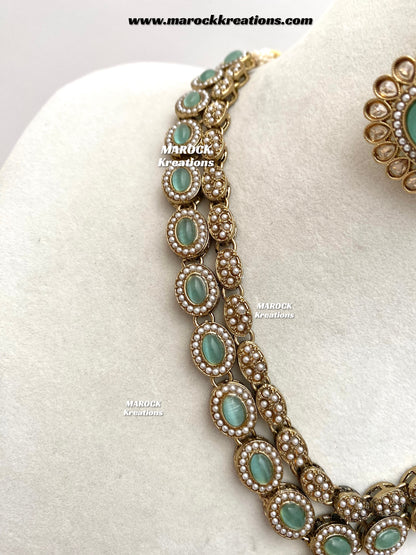 Nadira Kundan Polki double layer Necklace set