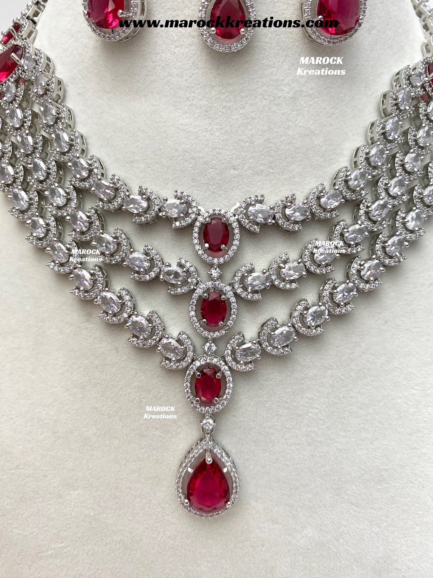 Gannat Silver American Diamond Necklace set
