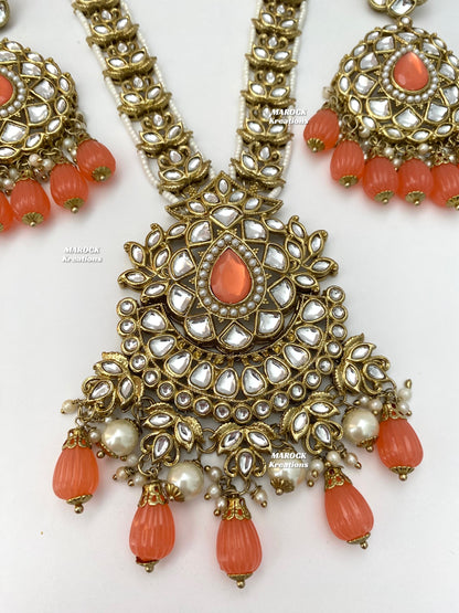 Kundan Coral Rani Haar/Long necklace