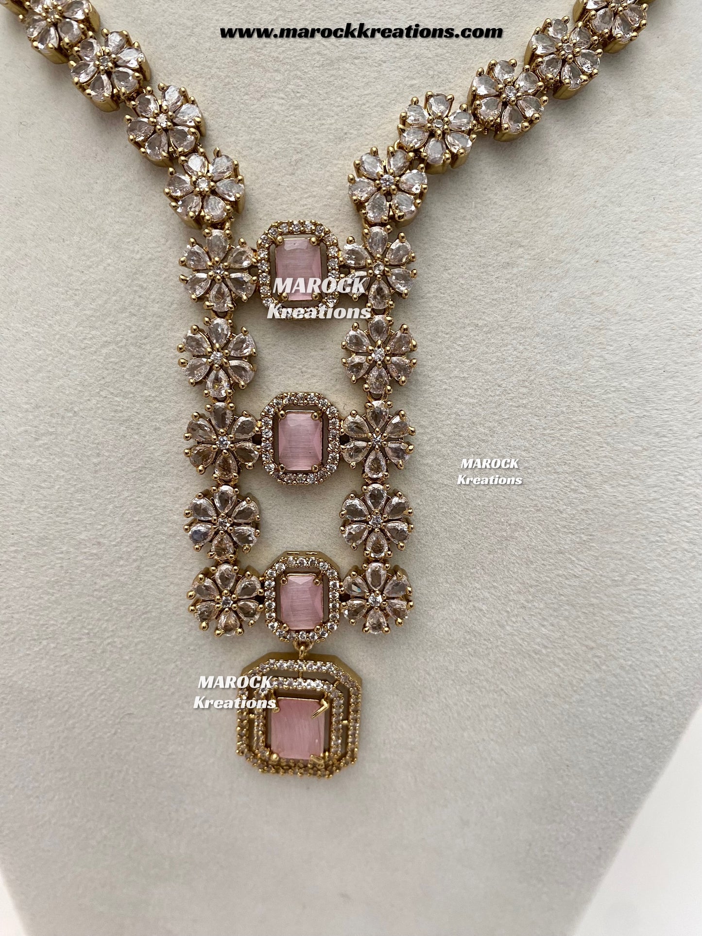 Claudia Antique Gold American Diamond Statement Necklace set