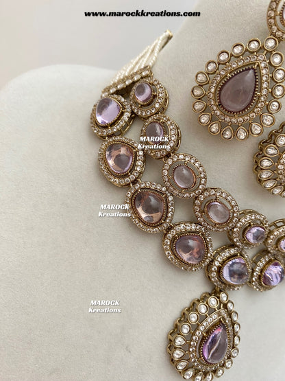 Zafina Premium Quality Moissanite Kundan Statement Choker/Necklace set