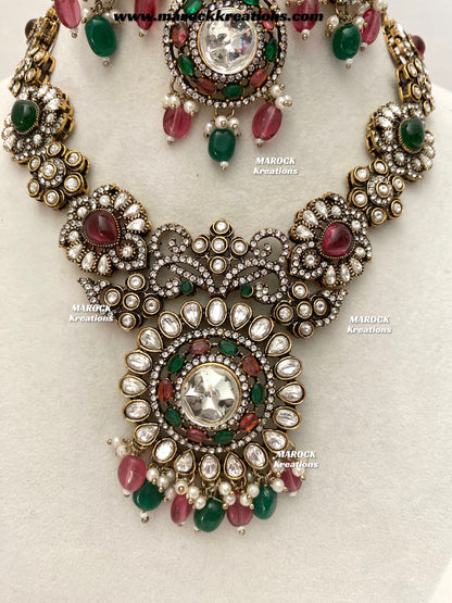 Luna Sabyasachi inspired Victorian Kundan Statement necklace set