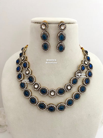 Sheenam Victorian Kundan Double layer Necklace set