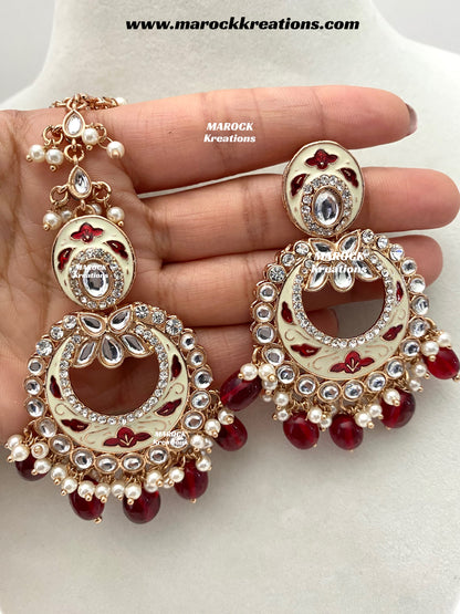 Nirvi Premium Quality Rose Gold Kundan Meenakari Choker/Necklace set