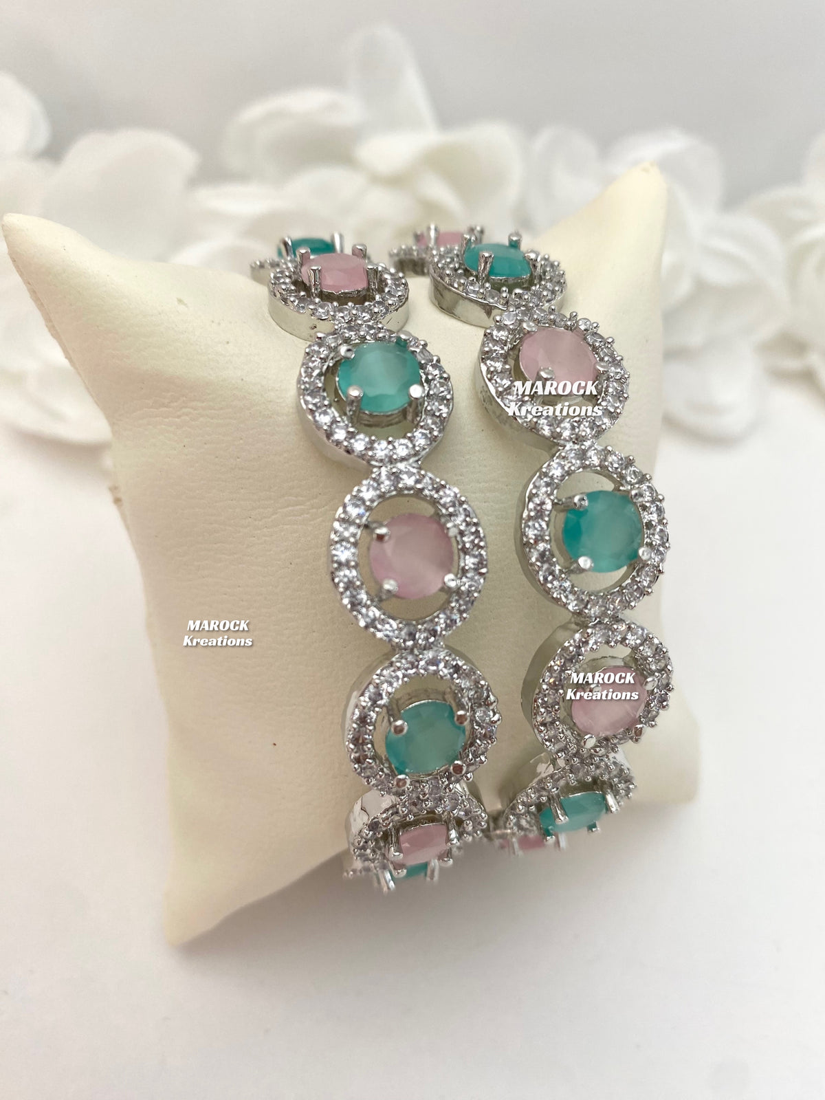 Silver American Diamond Bangles/Kade