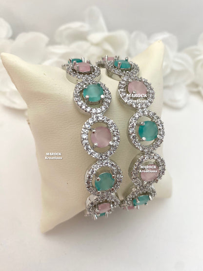 Silver American Diamond Bangles/Kade