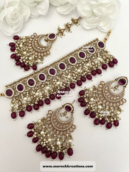 Sabyasachi inspired Antique Gold Polki statement choker sets