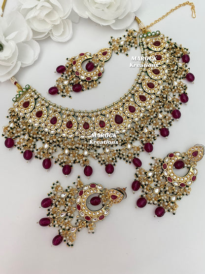 Premium Quality Thappa Kundan Statement Necklace set