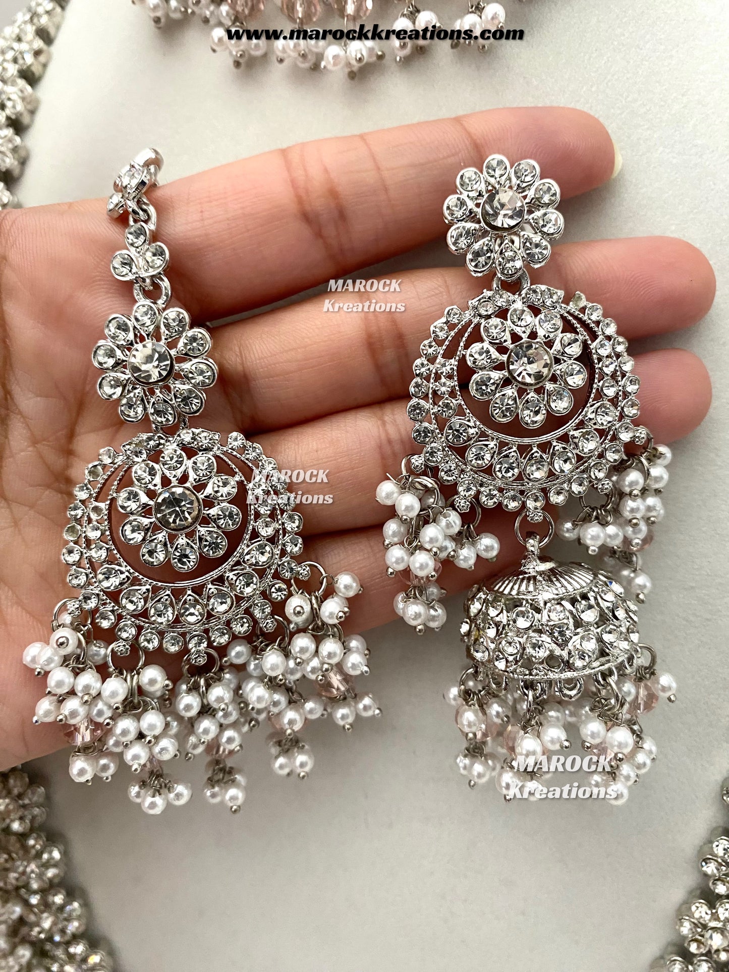 Zohra Premium Quality Pakistani Silver Pink Bridal set/bridal jewelry