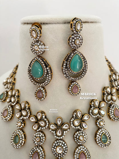 Sanjna Victorian Kundan Statement Necklace set