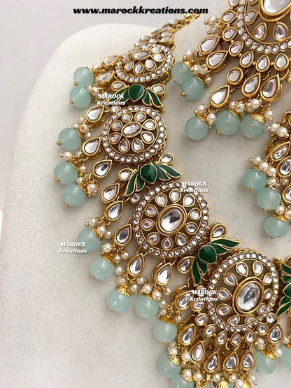 Iqra Premium Quality Kundan Meenakari Statement Necklace set