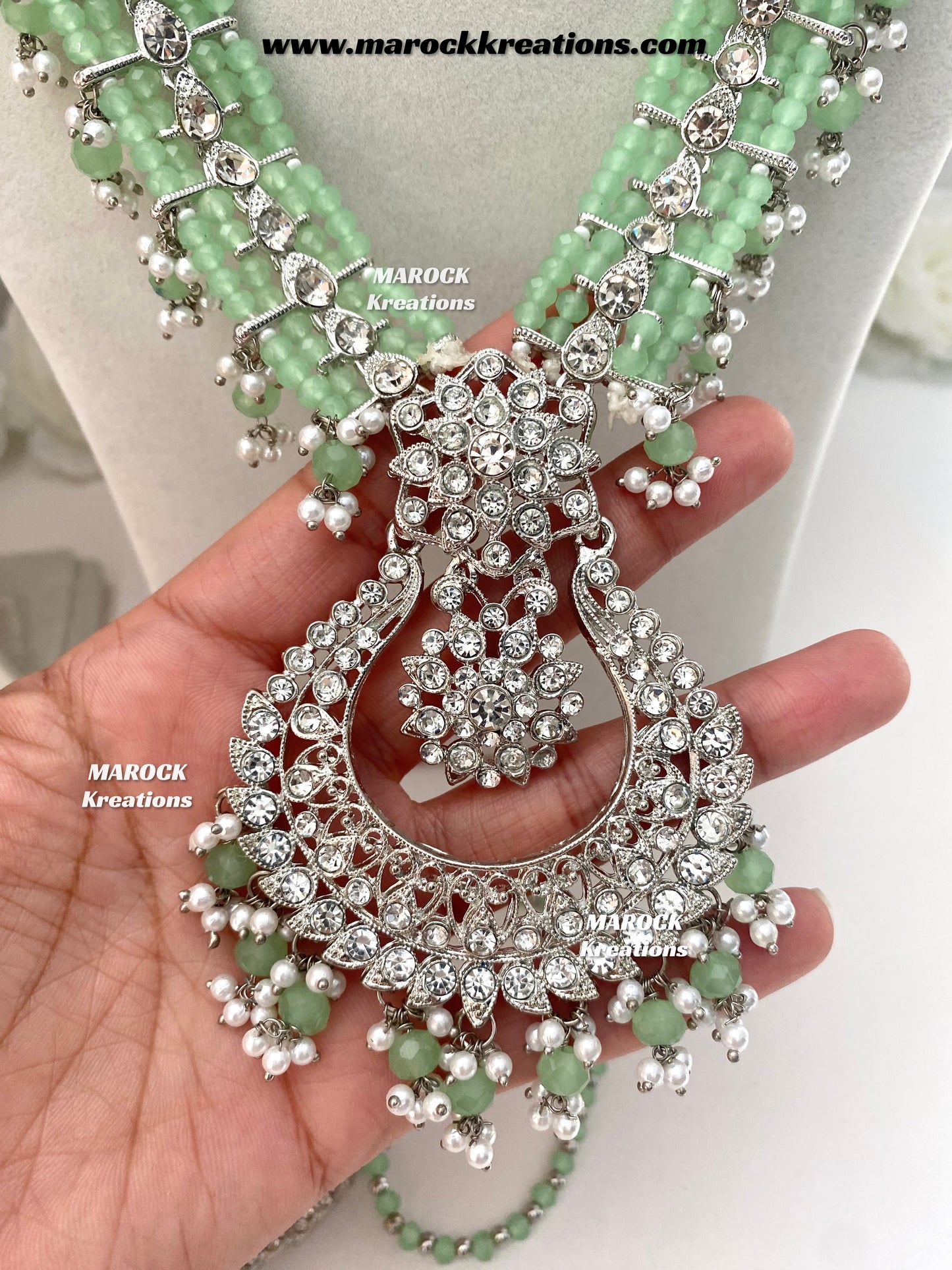 Sarwat Premium Quality Pakistani Silver Mint Bridal set/bridal jewelry