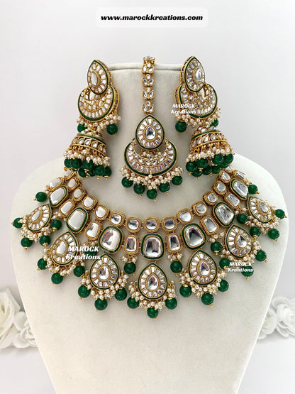 Trendy Uncut Kundan Statement Necklace set/Bridal set