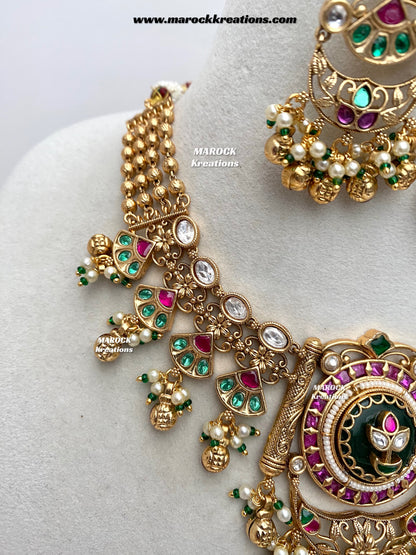 Premium Quality exclusive Gold Plated heritage necklace set